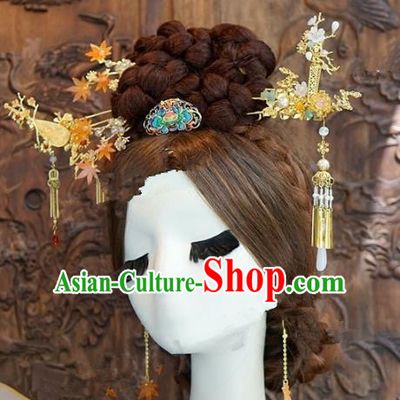 Chinese Handmade Wedding Step Shake Hair Accessories Ancient Tassel Hairpins Complete Set for Women