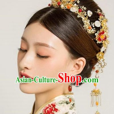 Chinese Handmade Wedding Hair Accessories Ancient Hair Clasp Hairpins Complete Set for Women