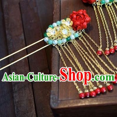 Chinese Handmade Ancient Hair Accessories Ancient Hanfu Tassel Step Shake Hairpins for Women