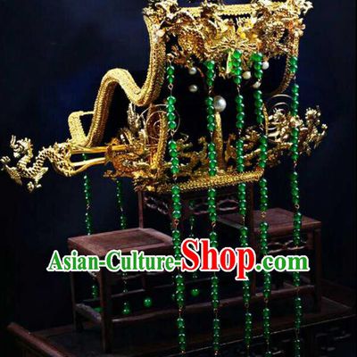 Chinese Ancient Emperor Handmade Hair Crown Tassel Hair Accessories for Men