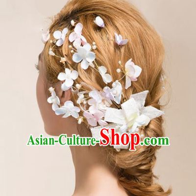 Handmade Baroque Bride Flowers Hair Stick Wedding Hair Jewelry Accessories for Women