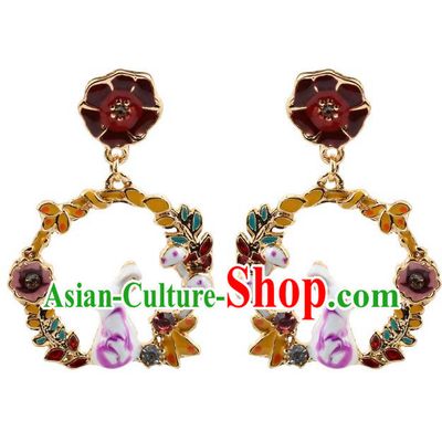 Top Grade Chinese Handmade Jewelry Accessories Bride Hanfu Enamel Earrings for Women