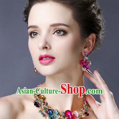Top Grade Handmade Jewelry Accessories Bride Crystal Flowers Necklace for Women