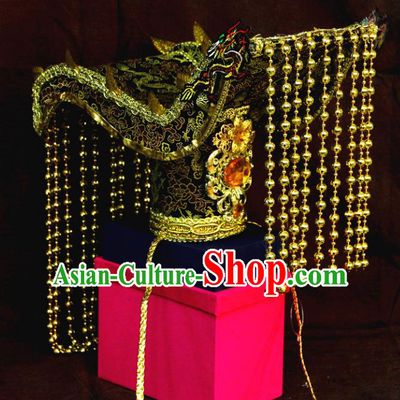 Chinese Ancient Handmade Emperor Royal Coronet Tassel Hat Hair Accessories Headwear for Men