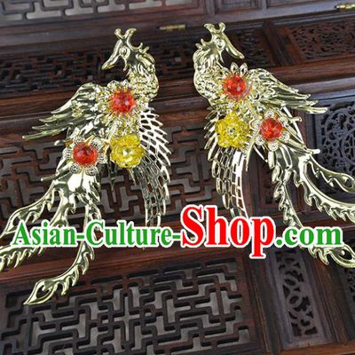 Chinese Ancient Handmade Phoenix Hairpins Bride Hair Accessories Headwear for Women