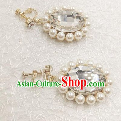 Top Grade Handmade Wedding Jewelry Accessories Bride Crystal Pearls Earrings for Women
