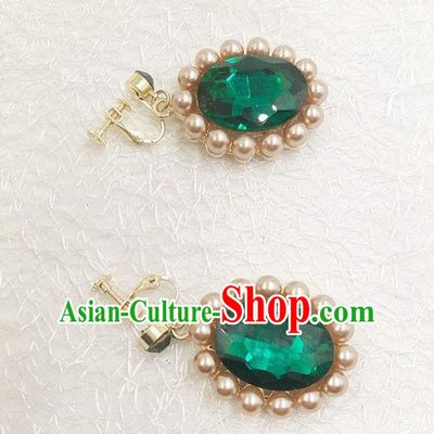 Top Grade Handmade Wedding Jewelry Accessories Bride Green Crystal Pearls Earrings for Women