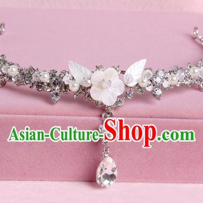 Handmade Baroque Bride Shell Flowers Crystal Hair Clasp Wedding Hair Jewelry Accessories for Women