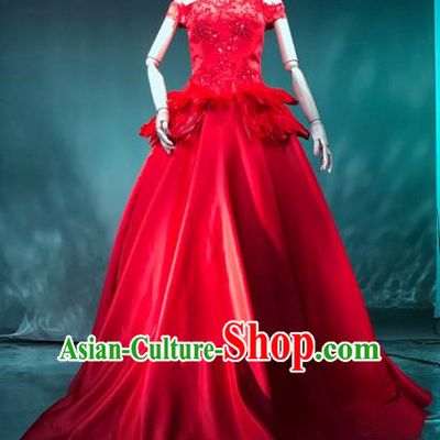 Top Grade Catwalks Costume Stage Performance Model Show Red Dress for Women