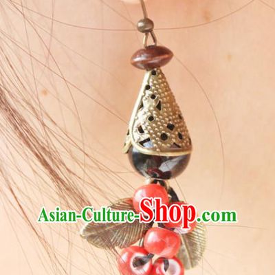 Top Grade Chinese Handmade Red Ceramics Beads Earrings for Women