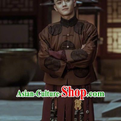 Story of Yanxi Palace Ancient Chinese Qing Dynasty Imperial Bodyguard Embroidered Costumes for Men