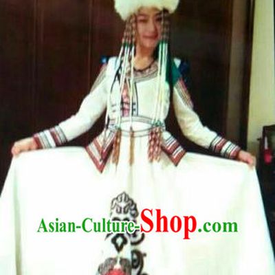 Chinese Traditional Mongolian Folk Dance Wedding Costume China Mongol Nationality Princess Dress for Women