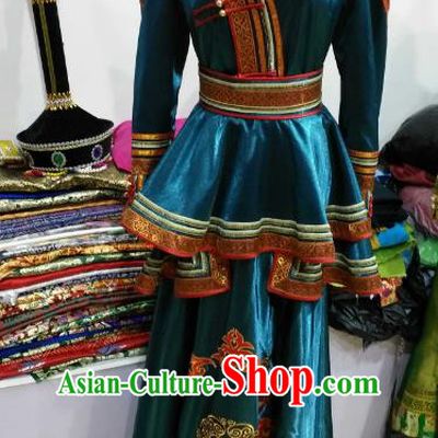 Chinese Traditional Mongolian Folk Dance Dress China Mongol Nationality Bride Costume for Women