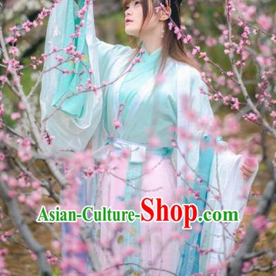 Traditional Chinese Ancient Princess Embroidered Costume Jin Dynasty Palace Lady Hanfu Dress for Women