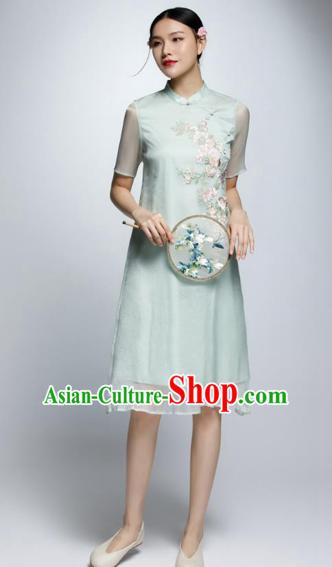 Traditional Ancient Chinese Young Women Cheongsam Dress Republic of China Tangsuit Stand Collar Blouse Dress Tang Suit Clothing Traditional Ancient Chinese Young Women Cheongsam Dress Republic of China Tangsuit Stand Collar Blouse Dress Tang Suit Clothing