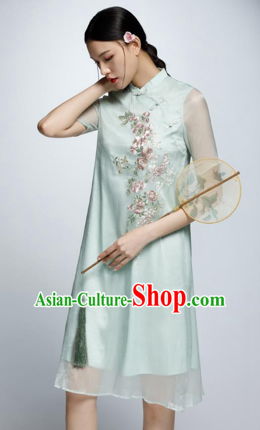 Traditional Ancient Chinese Young Women Cheongsam Dress Republic of China Tangsuit Stand Collar Blouse Dress Tang Suit Clothing Traditional Ancient Chinese Young Women Cheongsam Dress Republic of China Tangsuit Stand Collar Blouse Dress Tang Suit Clothing