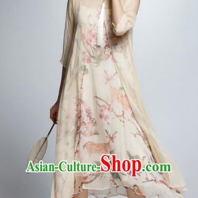 Chinese Traditional Printing Cheongsam China National Costume Qipao Dress for Women