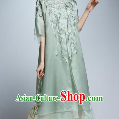 Chinese Traditional Embroidered Cheongsam China National Costume Tang Suit Qipao Dress for Women