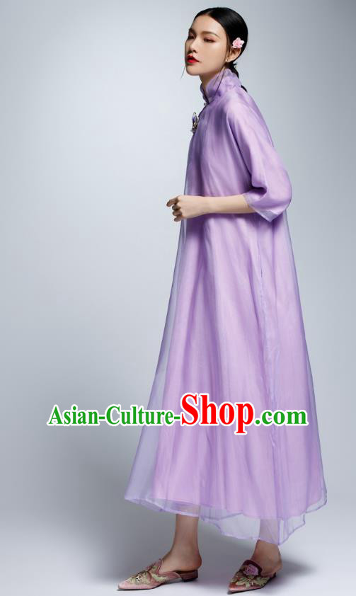 Traditional Ancient Chinese Young Women Cheongsam Dress Republic of China Tangsuit Stand Collar Blouse Dress Tang Suit Clothing
