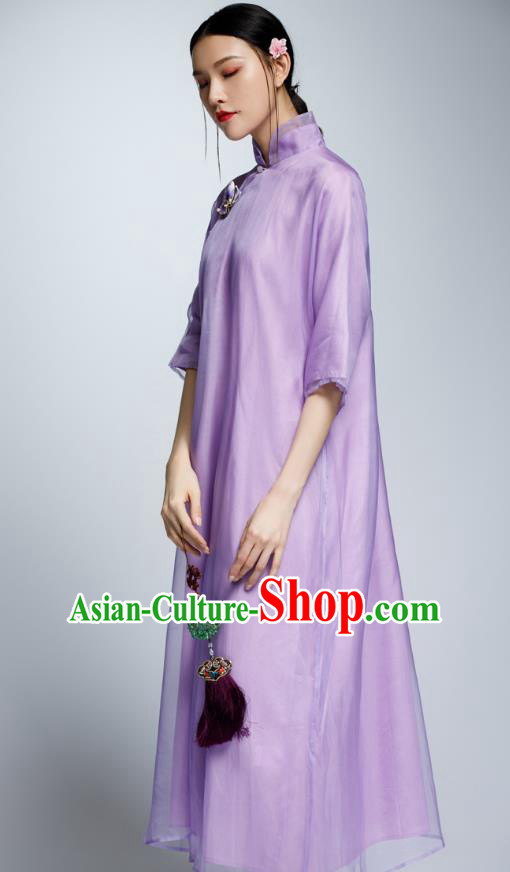 Traditional Ancient Chinese Young Women Cheongsam Dress Republic of China Tangsuit Stand Collar Blouse Dress Tang Suit Clothing