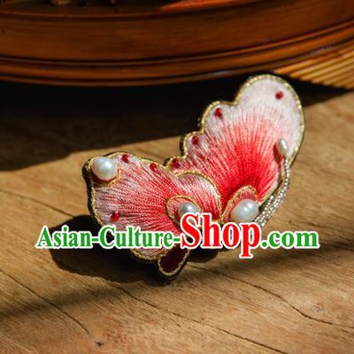 Chinese Traditional Cheongsam Accessories Embroidered Red Butterfly Brooch for Women