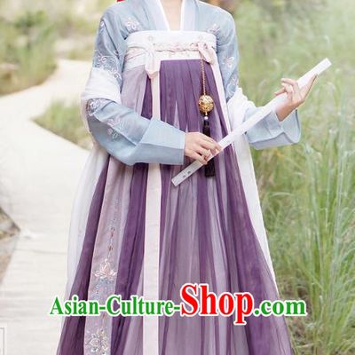 Chinese Ancient Tang Dynasty Princess Hanfu Dress Embroidered Costumes for Women