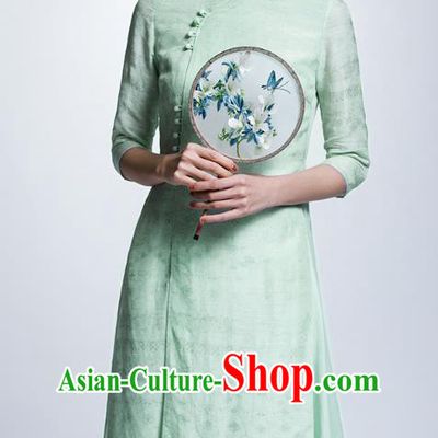 Chinese Traditional Costume Green Cheongsam China National Tang Suit Qipao Dress for Women
