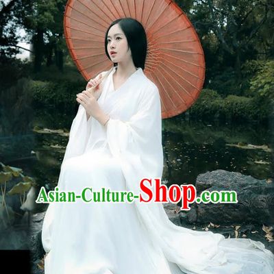 Chinese Jin Dynasty Princess White Hanfu Dress Ancient Swordswoman Costume for Women