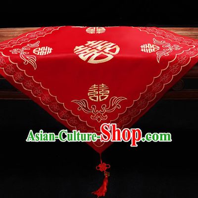 Chinese Traditional Wedding Head Cover Ancient Bride Embroidered Red Bridal Veil for Women