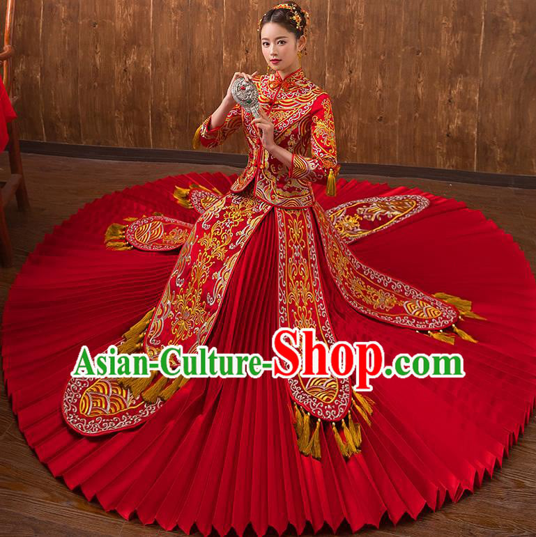 Traditional Chinese Wedding Costumes Traditional Xiuhe Suits Ancient Chinese bridal Full Dress Traditional Chinese Wedding Costumes Traditional Xiuhe Suits Ancient Chinese bridal Full Dress