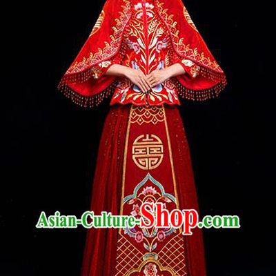 Chinese Traditional Wedding Costumes China Ancient Bride Xiuhe Suit Embroidered Clothing for Women