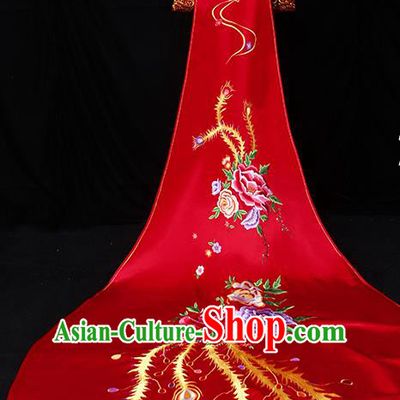 Chinese Traditional Wedding Embroidered Cloak Ancient Bride Xiuhe Suit Clothing for Women