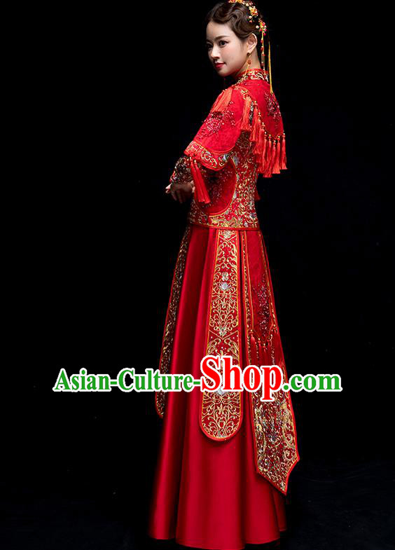 Traditional Chinese Wedding Costumes Traditional Xiuhe Suits Ancient Chinese bridal Full Dress Traditional Chinese Wedding Costumes Traditional Xiuhe Suits Ancient Chinese bridal Full Dress