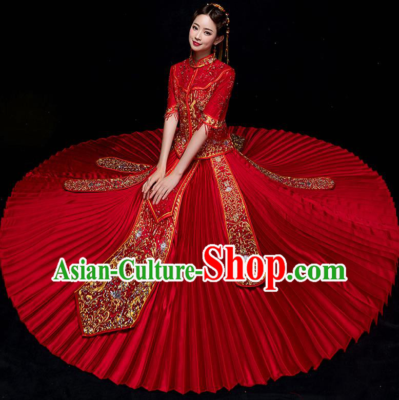 Traditional Chinese Wedding Costumes Traditional Xiuhe Suits Ancient Chinese bridal Full Dress Traditional Chinese Wedding Costumes Traditional Xiuhe Suits Ancient Chinese bridal Full Dress