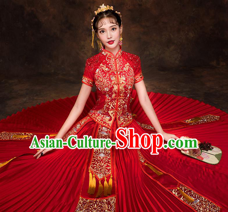 Traditional Chinese Wedding Costumes Traditional Xiuhe Suits Ancient Chinese bridal Full Dress Traditional Chinese Wedding Costumes Traditional Xiuhe Suits Ancient Chinese bridal Full Dress