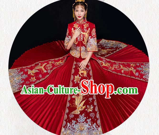 Traditional Chinese Wedding Costumes Traditional Xiuhe Suits Ancient Chinese bridal Full Dress Traditional Chinese Wedding Costumes Traditional Xiuhe Suits Ancient Chinese bridal Full Dress