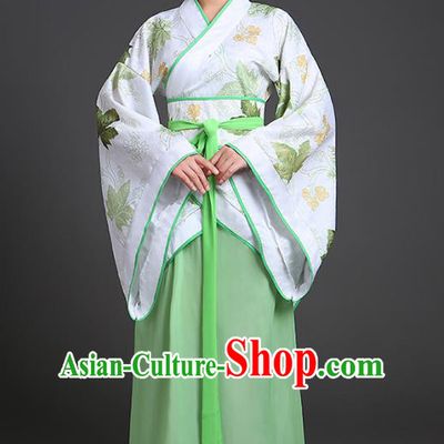 Chinese Ancient Drama Han Dynasty Princess Embroidered Green Hanfu Dress for Women