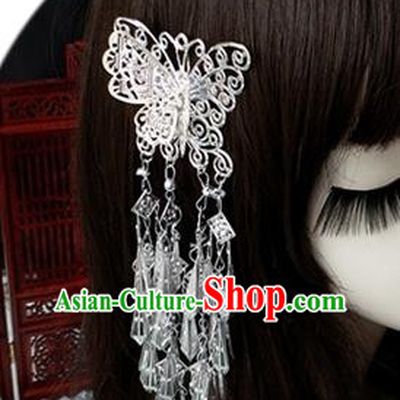 Chinese Traditional Ancient Hair Accessories Hanfu Butterfly Hair Stick Tassel Step Shake Headwear for Women