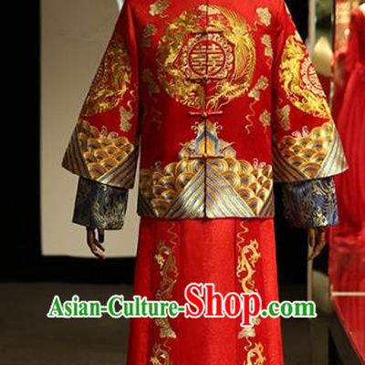 Chinese Traditional Wedding Xiuhe Suit Costume Ancient Bridegroom Tang Suit Embroidered Clothing for Men