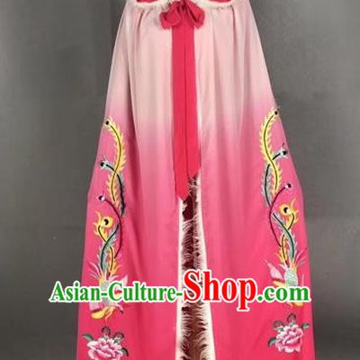 Chinese Traditional Peking Opera Princess Pink Cloak Beijing Opera Diva Embroidered Phoenix Costumes for Adults
