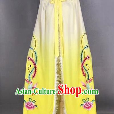 Chinese Traditional Peking Opera Princess Yellow Cloak Beijing Opera Diva Embroidered Phoenix Costumes for Adults