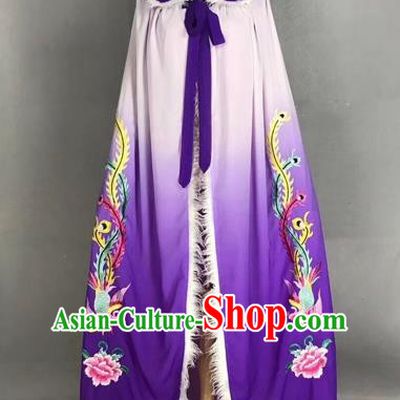 Chinese Traditional Peking Opera Princess Purple Cloak Beijing Opera Diva Embroidered Phoenix Costumes for Adults