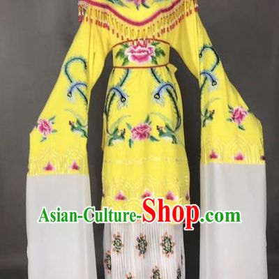 Chinese Traditional Peking Opera Imperial Consort Yellow Dress Beijing Opera Diva Embroidered Phoenix Costumes for Adults