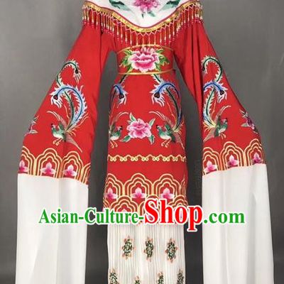 Chinese Traditional Peking Opera Imperial Consort Red Dress Beijing Opera Diva Embroidered Phoenix Costumes for Adults