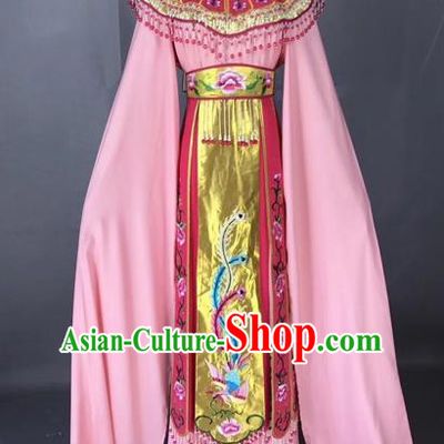 Chinese Peking Opera Actress Pink Dress Traditional Beijing Opera Princess Embroidered Costumes for Adults
