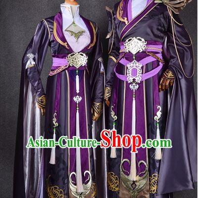 Ancient Chinese Swordsman Swordswoman Cosplay Superhero Costumes 2 Complete Sets for TV Show Film or Performance