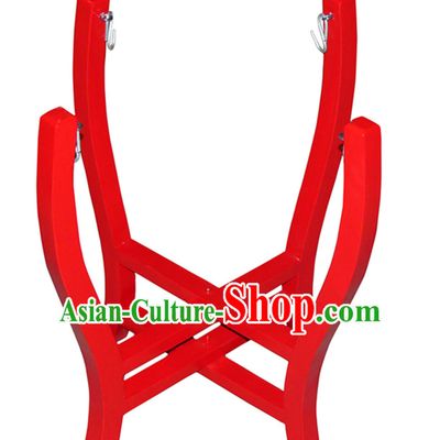 Lucky Red Four Legs Traditional Handmade Chinese Classical Wooden Drum Cart Drum Stand Drum Accessories for Performance