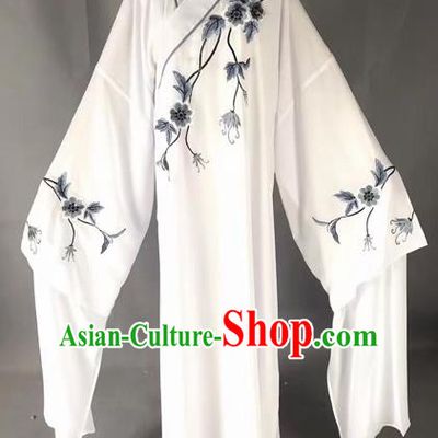 Chinese Traditional Beijing Opera Scholar White Robe Peking Opera Niche Costume for Adults