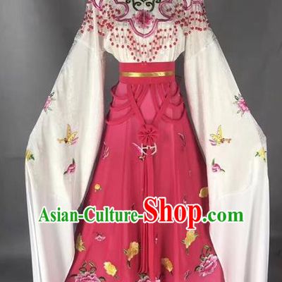 Chinese Peking Opera Diva Rosy Dress Traditional Beijing Opera Rich Lady Embroidered Costumes for Adults