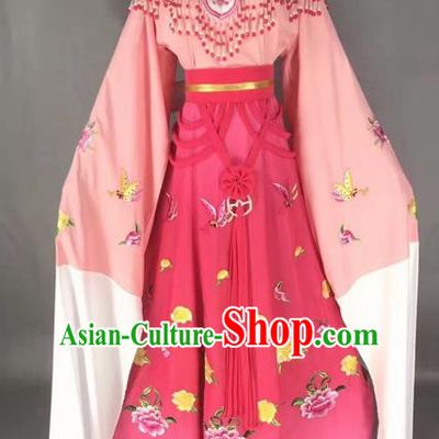 Chinese Peking Opera Diva Pink Dress Traditional Beijing Opera Rich Lady Embroidered Costumes for Adults